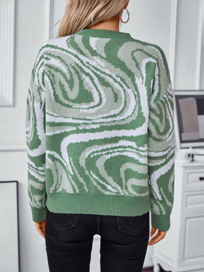 Abstract Pattern Jacquard Sweater