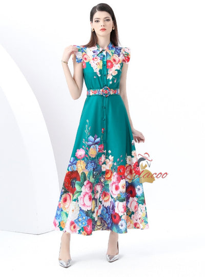 Retro Palace Printed Long Dress