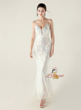 Mermaid Sequins Spaghetti Straps Prom Dress