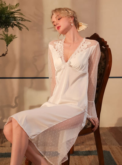 Sexy Ice Silk Mesh Polka Dot Pajamas