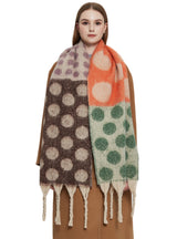 Thickened Thick Tassel Jacquard Large Polka Dot Scarf