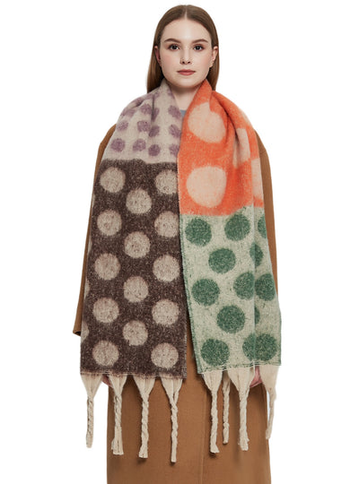 Thickened Thick Tassel Jacquard Large Polka Dot Scarf