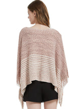 Bat Sleeve Sweater Hooded Striped Cloak Shawl