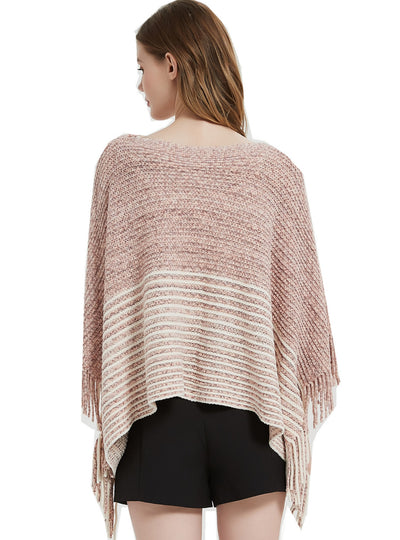 Bat Sleeve Sweater Hooded Striped Cloak Shawl