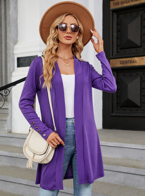Solid Color Button Loose Long Sleeve Coat