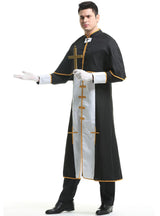 Male Priest Roman Black Robe Cosplay