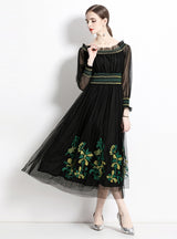 Mesh Embroidered Big Swing Dress