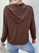 Long Sleeve Solid Color Hooded Top
