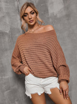 Orange Turtleneck Solid Color Sweater
