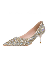 Shallow-mouthed Pointed Sequined Banquet Shoes