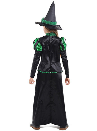 Halloween Children's Green and Black Witch Dress