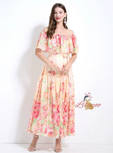 Off the Shoulder Ruffled Slim Dress