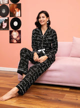 Cotton Striped Printed Long-sleeved Pajamas Set