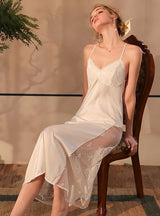 Mesh Lace Stitching Nightgown Two-piece Suit