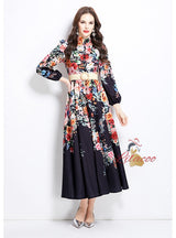 Flower Oil Painting Style Long Dress