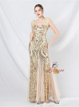 Mermaid Sequins Straps Split Prom Dress