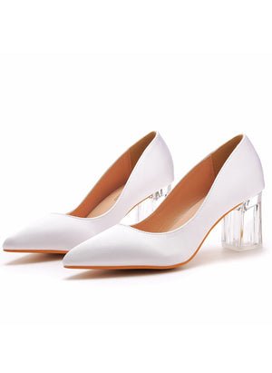 Crystal Square and Transparent Pointed Wedding Shoes