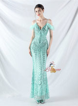 Mermaid Sequins Spaghetti Straps Prom Dress