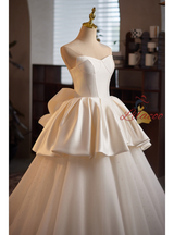 Ivory White Satin Tulle Wedding Dress