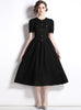 Black Hepburn Short Sleeve Long Dress