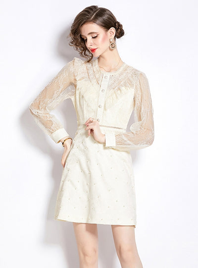 Wooden Ear Openwork Jacquard Dress