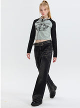 Long Sleeve Retro Contrast T-Shirt