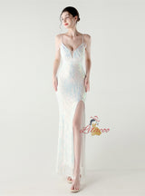 Mermaid Spaghetti Straps Beading Prom Dress