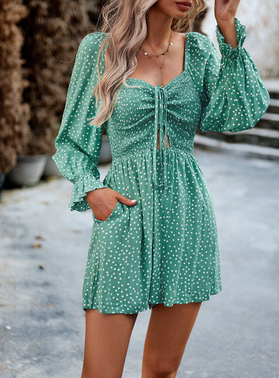 Polka Dot Long Sleeve Jumpsuit