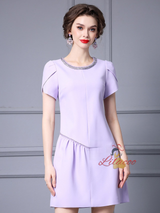 Purple Short Sleeve Mother Of The Bride Dress