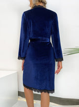 Velvet Leisure Suspender Lace Backless Nightdress