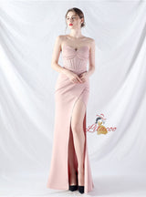 Mermaid Strapless Pleats Split Prom Dress