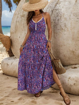 Printed Holiday Style Suspender Dress