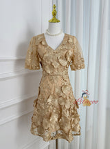 V-neck Slim Lace Short Dress