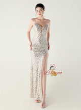 Mermaid Sequins Spaghetti Straps Beading Prom Dress