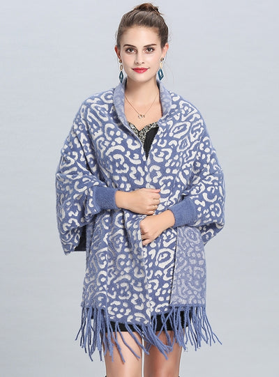 Jacquard Long Tassel Knitted Shawl