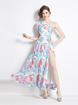 Irregular Sleeveless One Shoulders Dress