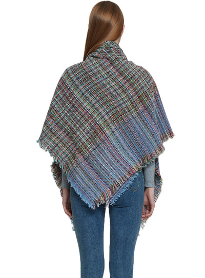 Women Fine Plaid Square Scarf