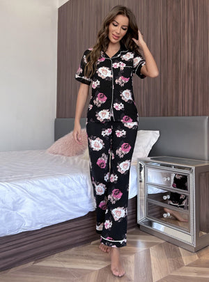 Short-sleeved Trousers Floral Pattern Pajamas Set