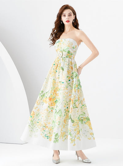 Tube Top Printed Long Dress