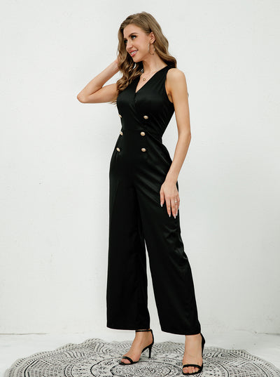 Sleeveless V-neck Slim Jumpsuit