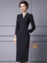Black Beading Sequins Mother Of The Bride Dress
