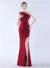 One Shoulder Split Feather Prom Dress