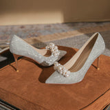 Pearl Crystal Pointed Stiletto Heels