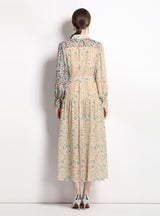 Holiday Style Lapel Long Sleeve Printed Dress