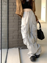 Retro Low Waist Loose Pocket Jeans