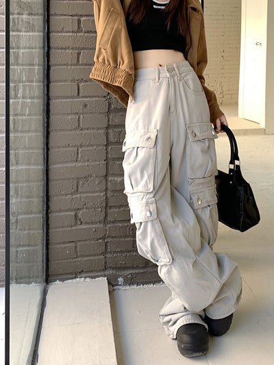 Retro Low Waist Loose Pocket Jeans