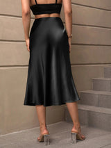 Slim Satin High Waist Long Fishtail Skirt