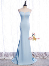 Light Blue Mermaid Prom Dress With Shawl