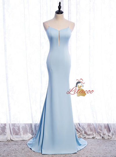 Light Blue Mermaid Prom Dress With Shawl