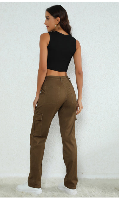 Straight Loose Pockets High Waist Jeans